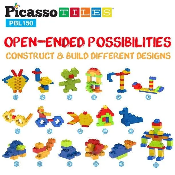 PicassoTiles 150 Piece Large Brick Building Blocks PBL150