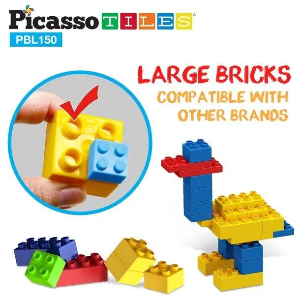 PicassoTiles 150 Piece Large Brick Building Blocks PBL150
