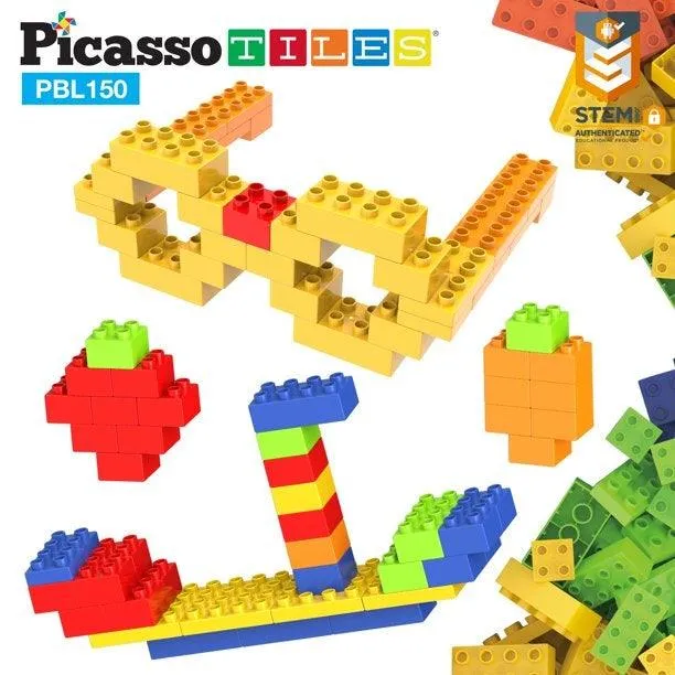 PicassoTiles 150 Piece Large Brick Building Blocks PBL150