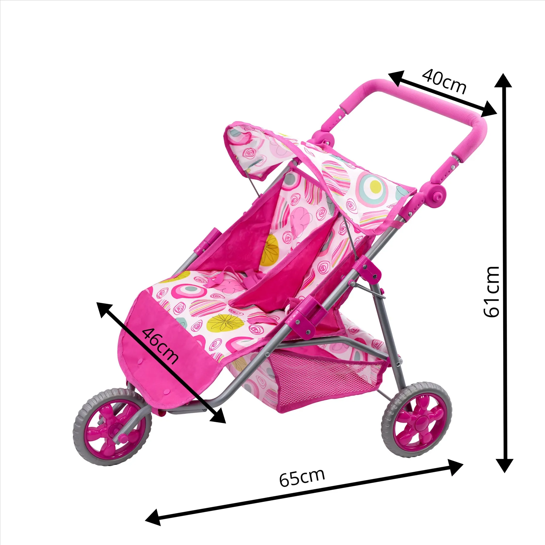 Pink Twin Dolls Stroller with Storage Basket