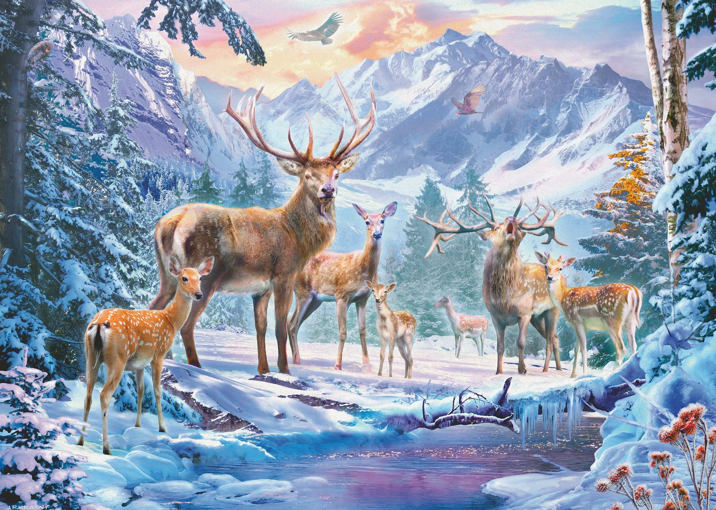 Ravensburger - Deer and Stags in Winter 1000 pieces