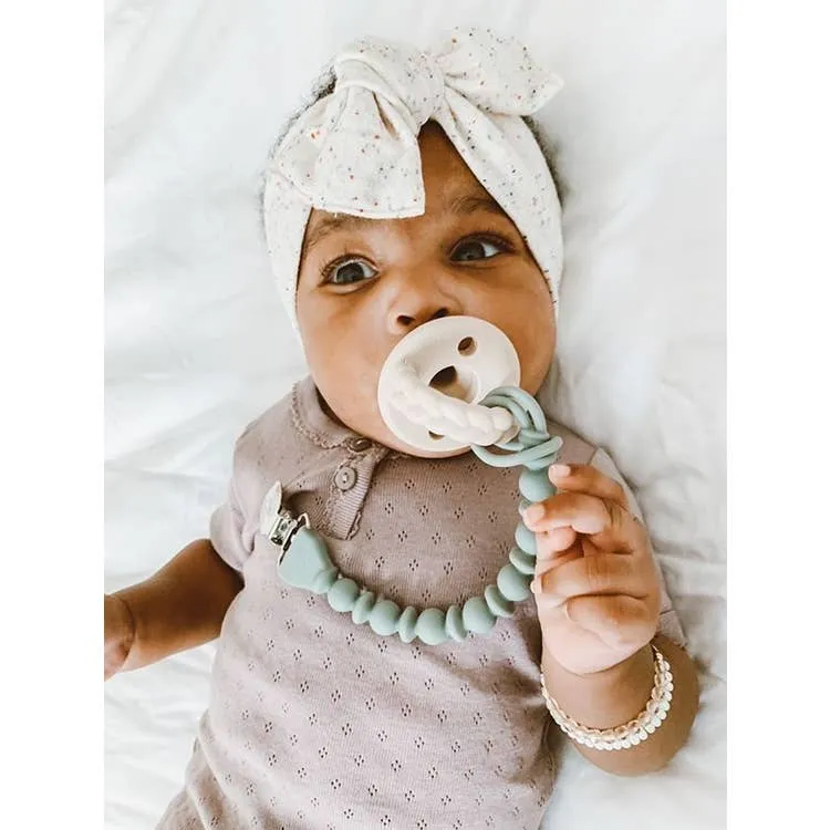Rosewood Beaded Silicone Sweetie Strap Pacifier Clip
