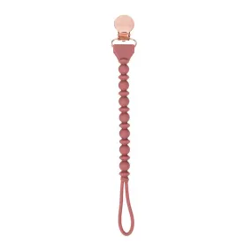 Rosewood Beaded Silicone Sweetie Strap Pacifier Clip