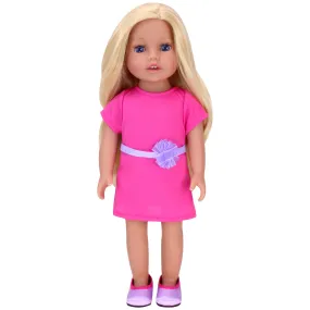 Sophia's by Teamson Kids 18 Inch Baby Doll "Chloe" with Pink Dress & Doll Shoes, Everyday Girl Collection, 18'' All Vinyl Doll with Blonde Hair