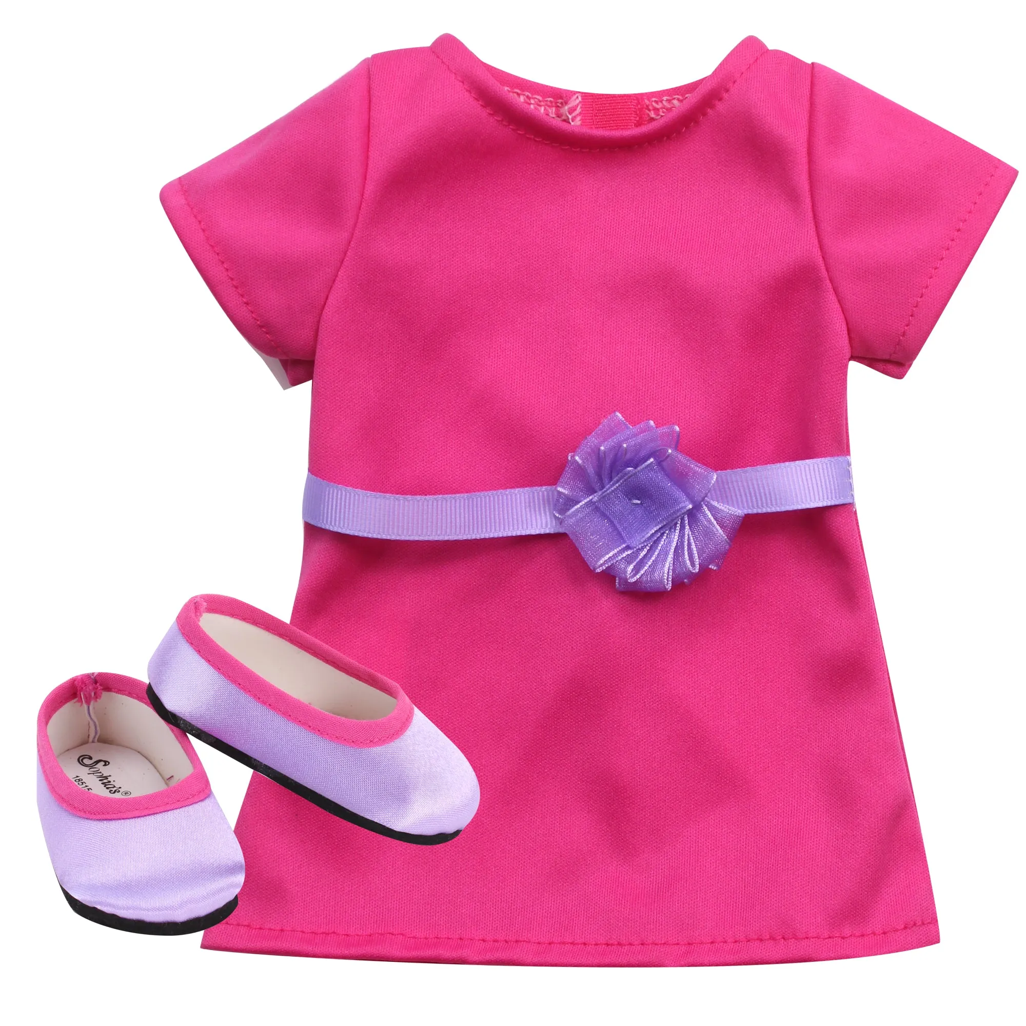 Sophia's by Teamson Kids 18 Inch Baby Doll "Chloe" with Pink Dress & Doll Shoes, Everyday Girl Collection, 18'' All Vinyl Doll with Blonde Hair