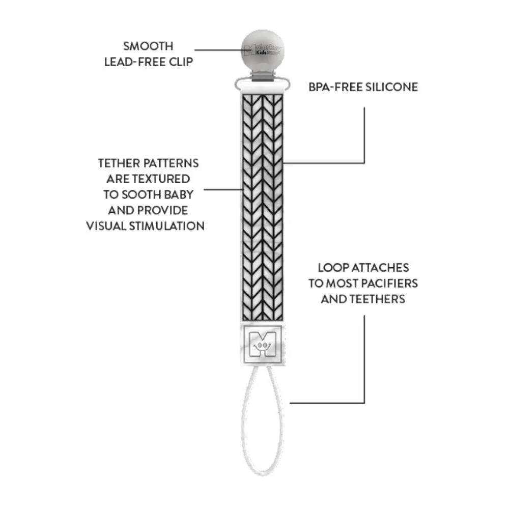 Teether Tether - Black and White Chevron