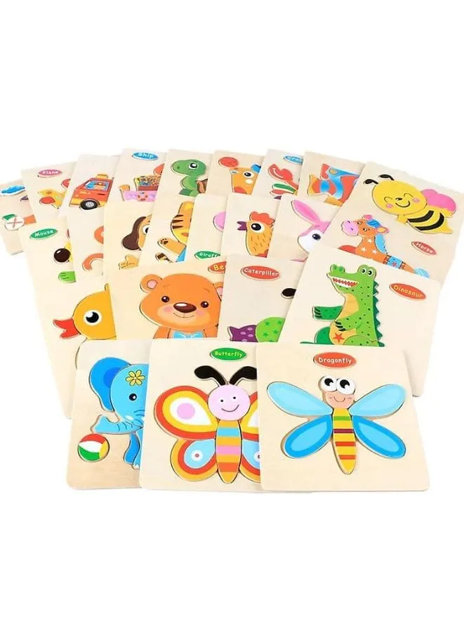 Wooden Puzzles for Kids Boys and Girls Animals Set Dolphin & Frog