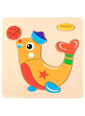 Wooden Puzzles for Kids Boys and Girls Animals Set Dolphin