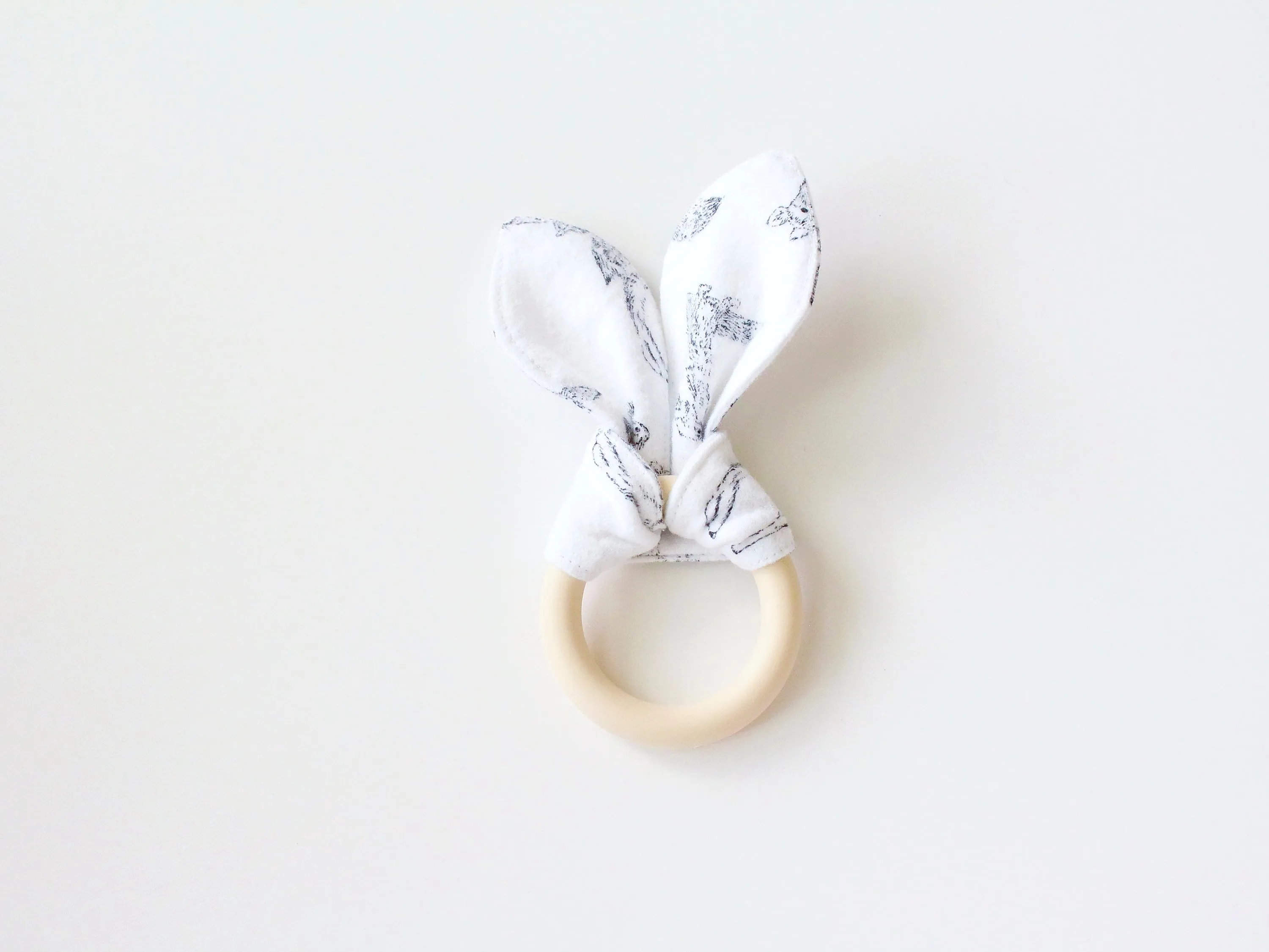 Woodland Forest Animal Silicone Bunny Ear Teether | Gender Neutral Baby Shower Gift Sensory Toy | CPSC Compliant
