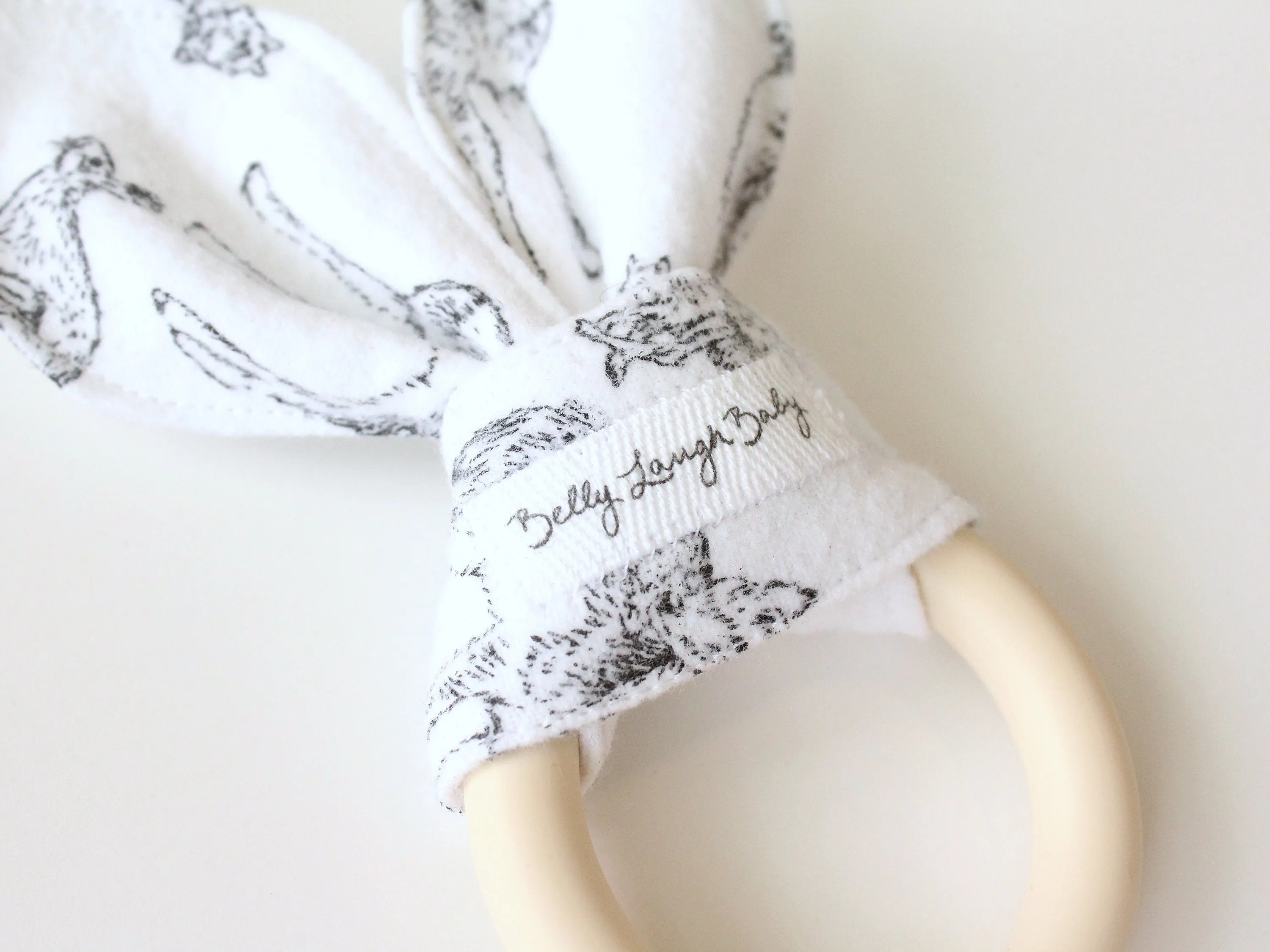 Woodland Forest Animal Silicone Bunny Ear Teether | Gender Neutral Baby Shower Gift Sensory Toy | CPSC Compliant